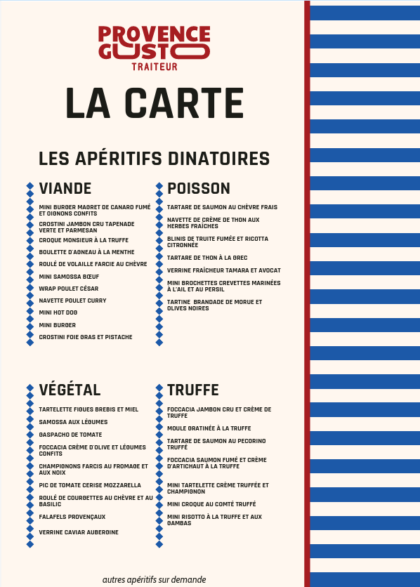 menu menu apéritifs dinatoire