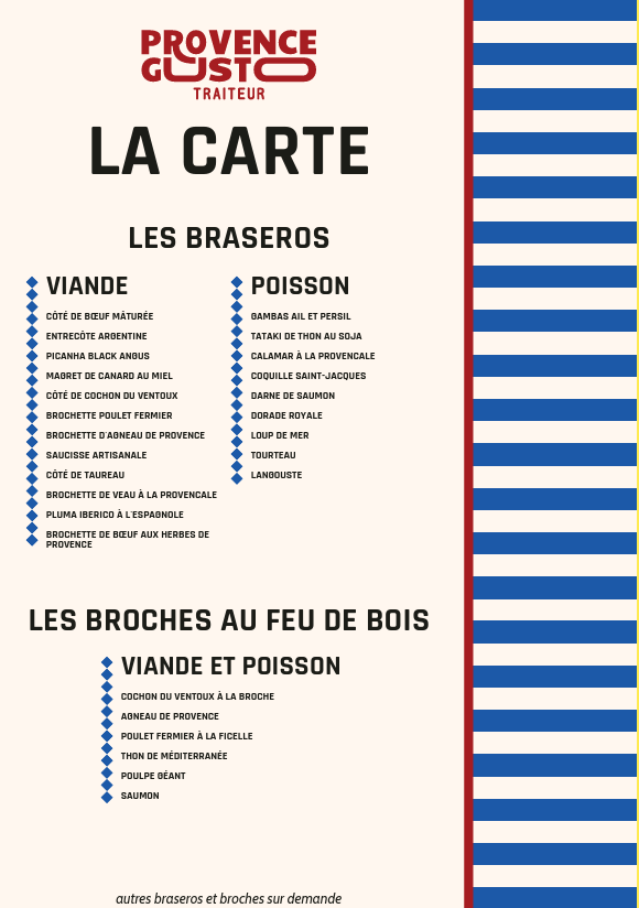 menu carte brasero
